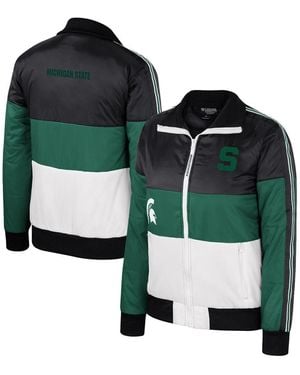 The Wild Collective Michigan State Spartans Color-block Puffer Full-zip Jacket - Green