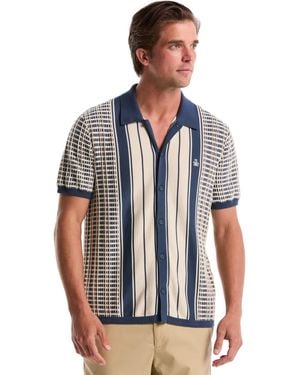 Original Penguin Plaid & Stripe Patterned Slim-fit Polo Sweater - Blue