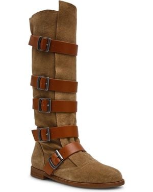 Steve Madden Indio Tall Belted Boots - Brown