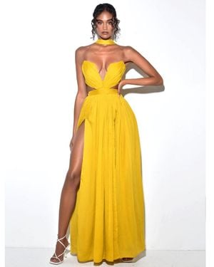 Miss Circle Xella Pleated Chiffon Maxi Dress - Yellow