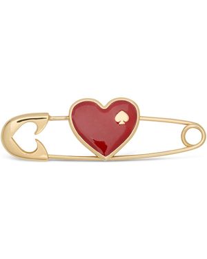 Kate Spade Tone Safety Pin Spade Heart Brooch - Pink