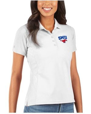 Antigua Smu Mustangs Legacy Pique Polo Shirt - White