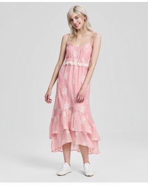 And Now This Embroidered High-low Maxi Dress - Pink