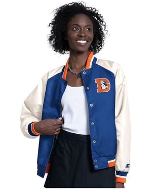 Starter Blue/white Denver Broncos Raglan Blitz Full-snap Varsity Jacket