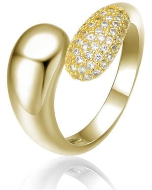 Genevive Jewelry Sophisticated Sterling Silver Cubic Zirconia Accented Top Bands Bypass Ring - Metallic