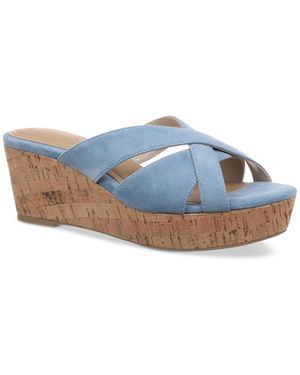 Giani Bernini Juliaa Strappy Cork Platform Wedge Sandals - Blue