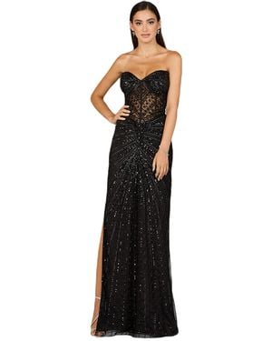 Lara Embellished Strapless Gown - Black
