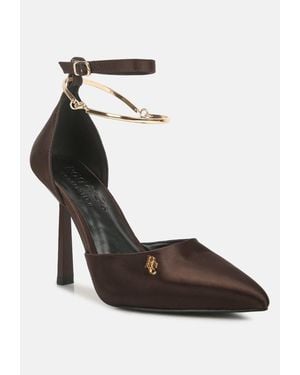Rag & Co Hobnob Anklet Embellishment Stiletto Sandals - Brown