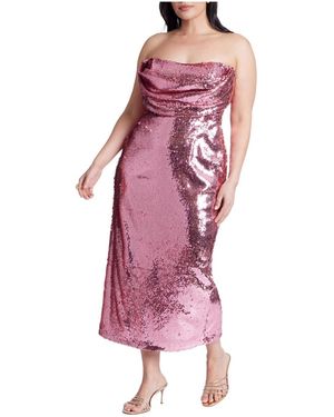 Eloquii Plus Size Corset Bodice Sequin Dress - Pink