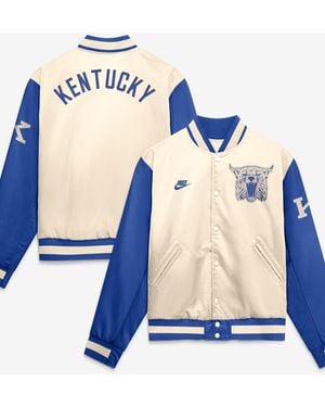 Nike Natural/royal Kentucky Wildcats Legacy Full-snap Bomber Jacket - Blue