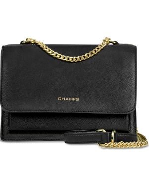 CHAMPS Leather Travel Clutch Shoulder Bag - Black