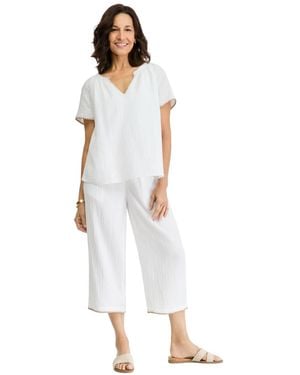 Style & Co. Cotton Gauze Pull-on Wide-leg Capris - White