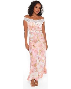 Petal & Pup Voss Off Shoulder Lace Maxi Dress - Pink