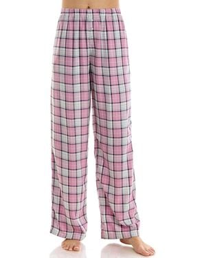 Roudelain Yarn-dyed Flannel Open-leg Sleep Pants - Red