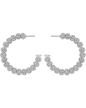 Guess Rhinestones Beaded C-hoop Earrings (also - Metallic