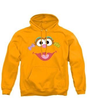 Sesame Street Zoe Face Graphic Long-sleeve Pullover Hoodie - Orange