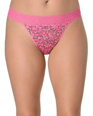 Maidenform Everyday Pretty Lace Thong Panty - Pink