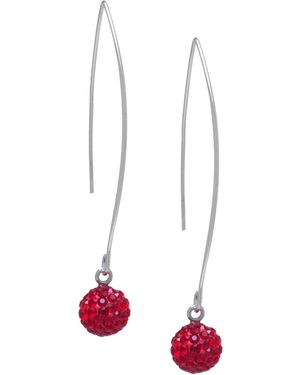 Giani Bernini Crystal Pave Orb Threader Earrings - White