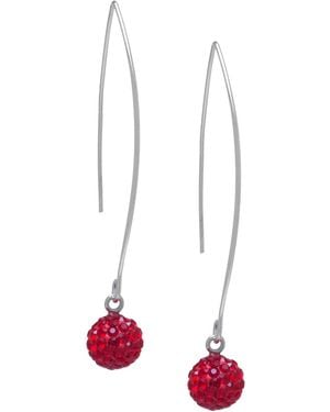 Giani Bernini Crystal Pave Orb Threader Earrings - White