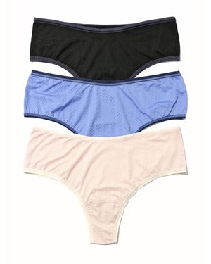 Hanky Panky Move Calm Hi-rise Thong 3 Pack - Blue