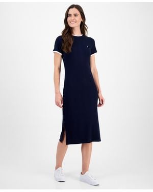 Nautica Nautica Ribbed Midi Dress - Blue