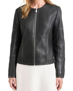Velez Woven Leather Jacket - Black