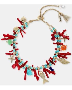 Lonna & Lilly Sealife Charm Beaded Slider Bracelet - Red