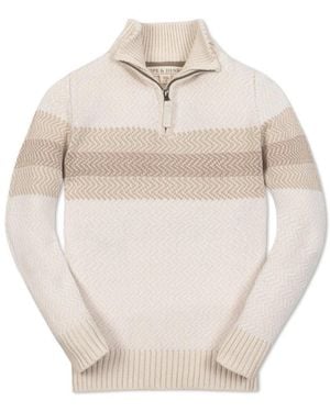 Hope & Henry Little And Big Boys' Organic Long Sleeve Half Zip Sweater - White