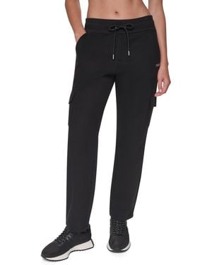 DKNY Metallic Bubble Logo Mid-rise Tapered Leg Cargo Pants - Black