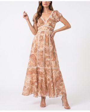 Taylor V-neck Paisley Fit & Flare Dress - Brown