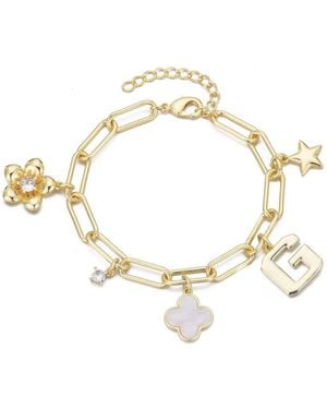 Adornia Gold Initial Chunky Charm Bracelet - Metallic