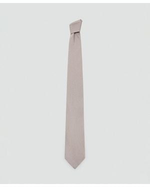 Mango Microstructure Silk Blend Neck Tie - White