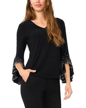 Msk V-neck Long-sleeves Top - Black