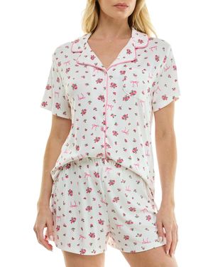 Sincerely Jules Wonder Rib Notch Collar Top & Shorts - White