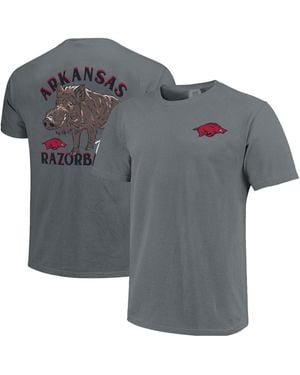 Image One And Arkansas Razorbacks Arched Drawn Mascot Hyper Local Comfort Colors T-shirt - Gray