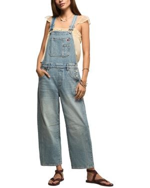 Lucky Brand Barrel Square Neck Overalls Jumpsuits - Blue