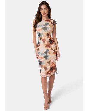 Bebe Printed Powermesh Maxi T-shirt Dress - White