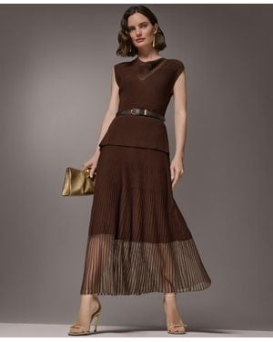 Donna Karan Sleeveless Knit Maxi Sweater Dress - Brown