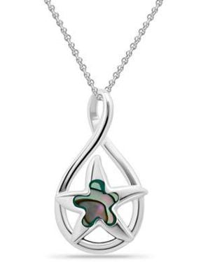 Macy's Macys Abalone Inlay Starfish Motif Pendant Necklace Starfish Motif Fishhook Drop Earrings - Metallic