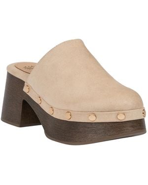 Gc Shoes Innis Studded Chunky-heel Faux Suede Platform Mule Clogs - Natural