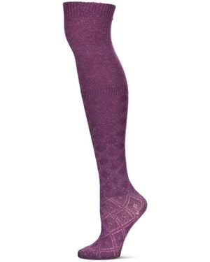 Memoi Dashing Diamond Over The Knee Warm Cotton Blend Sock - Purple