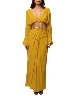 JLUXLABEL Hera Draped Maxi Skirt - Yellow