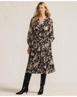 Lands' End Lurex Shadow Stripe Midi Dress - Natural