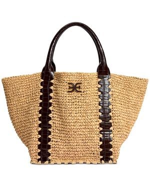 Sam Edelman Marley Large Raffia Collapsible Tote - Brown