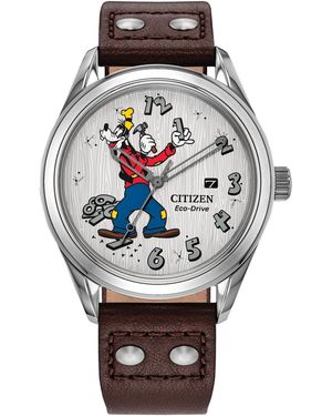 Citizen Mickey's Friends Leather Strap Watch 40.2mm - Gray