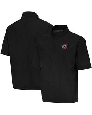 Antigua Ohio State Buckeyes Brisk Short Sleeve Quarter-zip Windshirt - Black