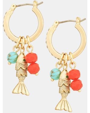Lonna & Lilly Fish & Bead Charm Hoop Earrings - White
