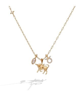 ALEX AND ANI Taurus Zodiac Charm Cluster Necklace - Metallic