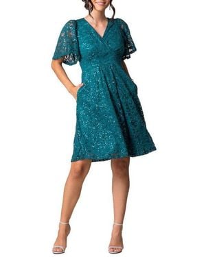 Kiyonna Starry Sequin Lace V-neck Cocktail Dress - Black