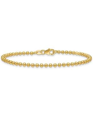 Curata Jewelry Solid 18k Yellow Gold Italian 7.25 Inch 2.5mm Bead Chain Bracelet Link Bracelet - Metallic
